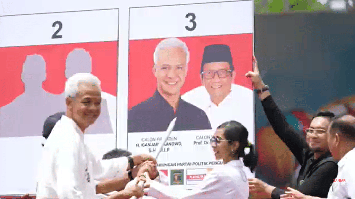 Calon presiden nomor urut 03 Ganjar Pranowo menggelar rangkaian kampanye akbar di Balikpapan Kalimantan Timur, Selasa (6/2/2024). Foto akun YouTube @GanjarPranowoOfficial