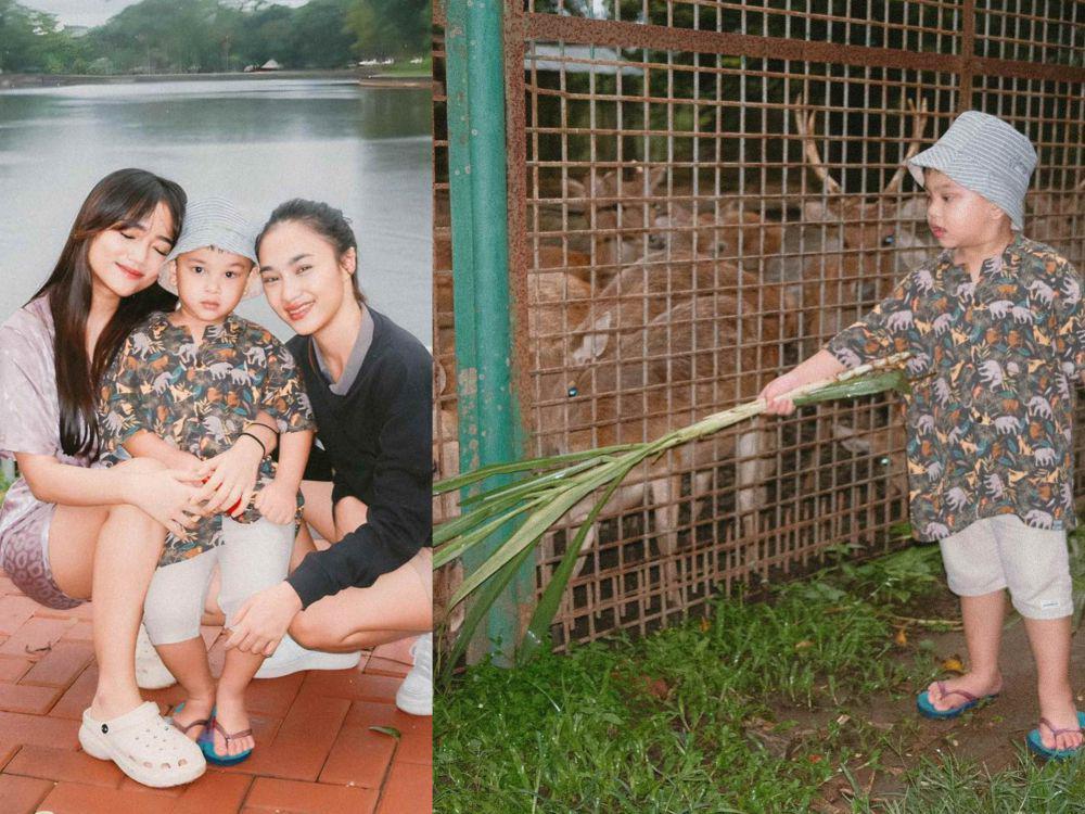 8 Potret Fuji Utami Ajak Gala Sky ke Kebun Binatang Ragunan