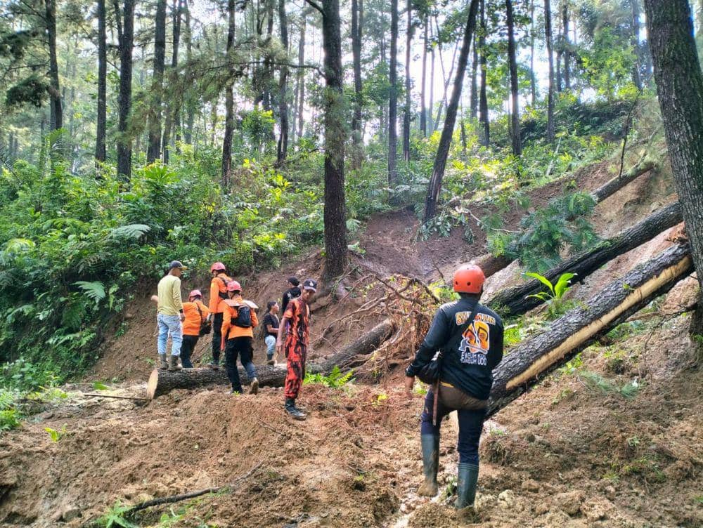 Dahan pohon berukuran jumbo melintang di jalan masuk Dusun Garawangi Desa Cijati Cilacap. (IDN Times/Dok Humas Basarnas Cilacap)