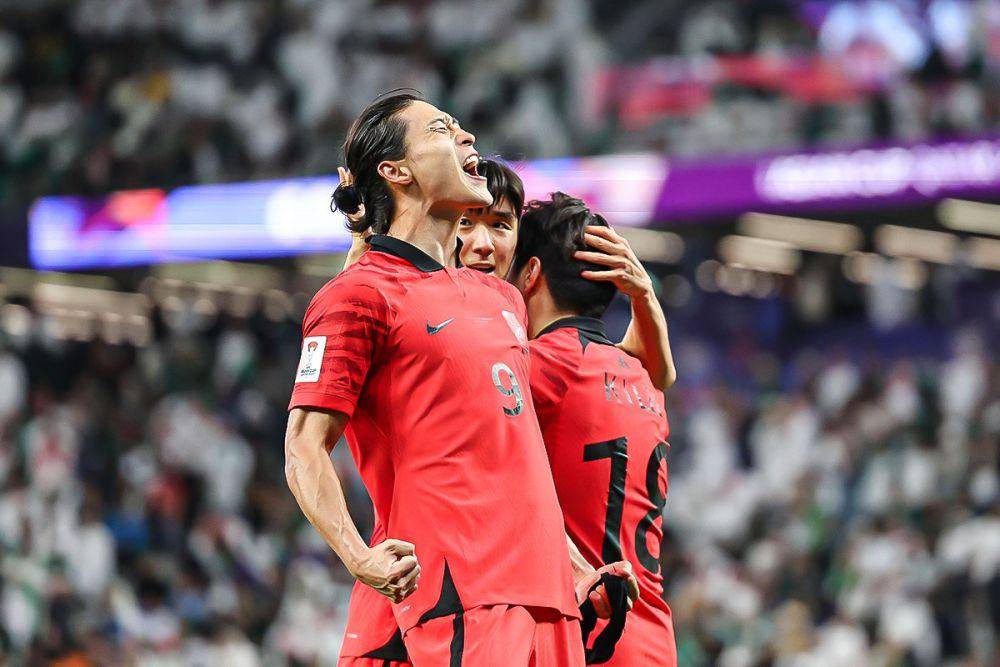 Cho Gue Sung rayakan golnya ke gawang Arab Saudi pada babak 16 besar Piala Asia 2023 (instagram.com/thekfa)