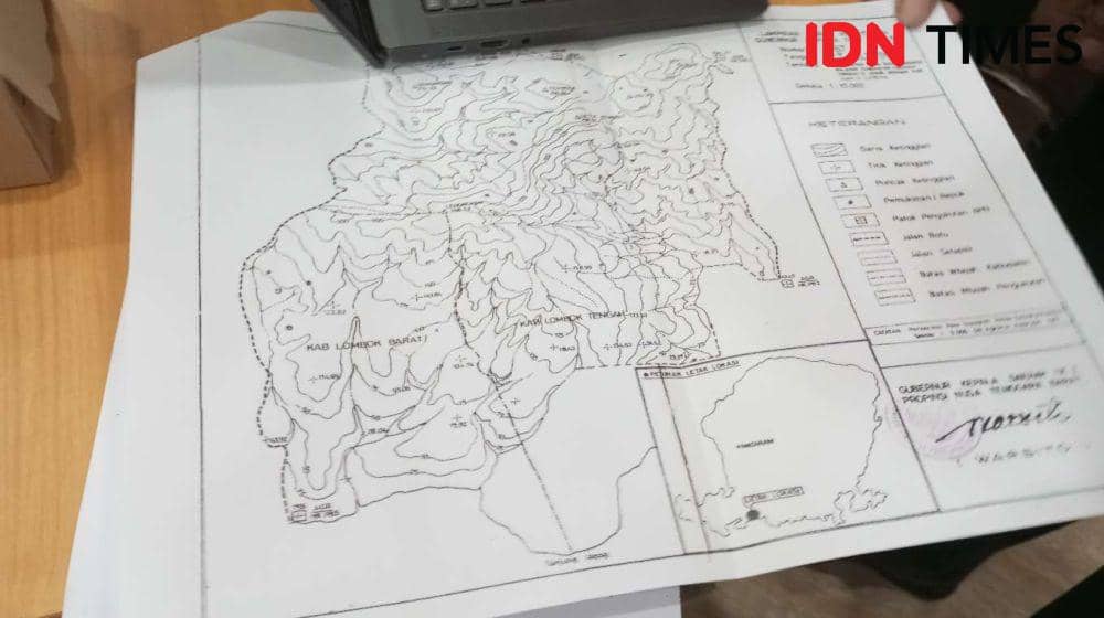 Peta tapal batas antara Lobar dan Loteng yang masih disengketakan. (IDN Times/Muhammad Nasir)