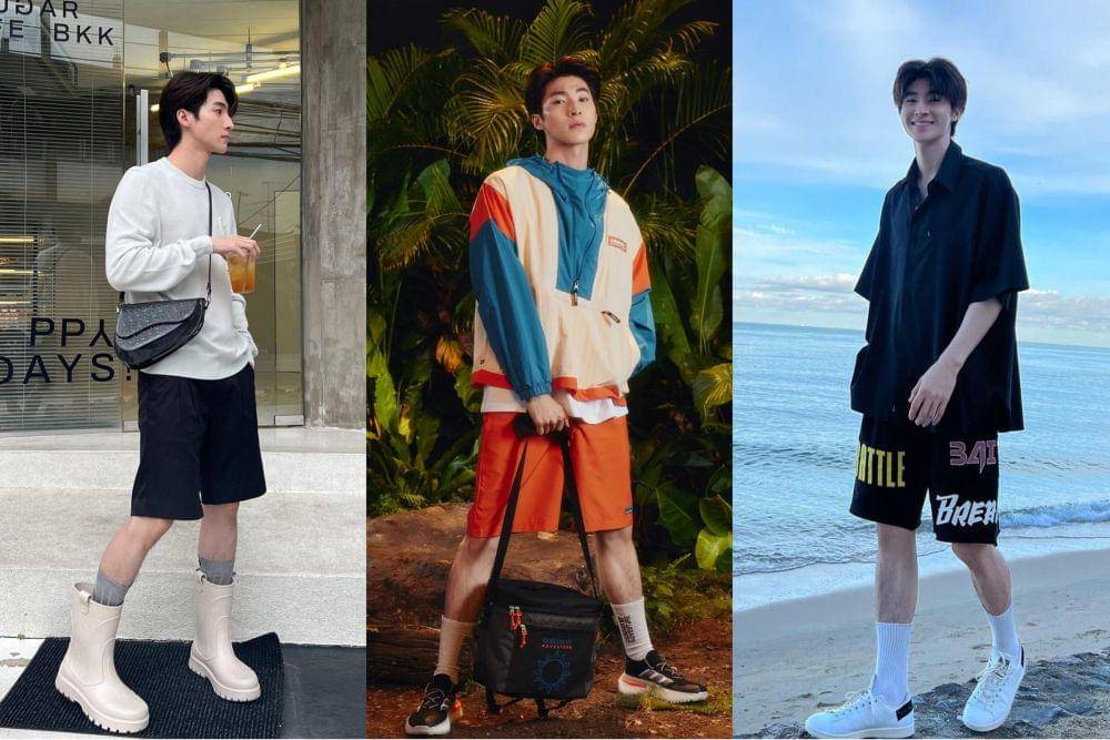 ide mix and match celana pendek ala Blue Pongtiwat (instagram.com/blue_pongtiwat)