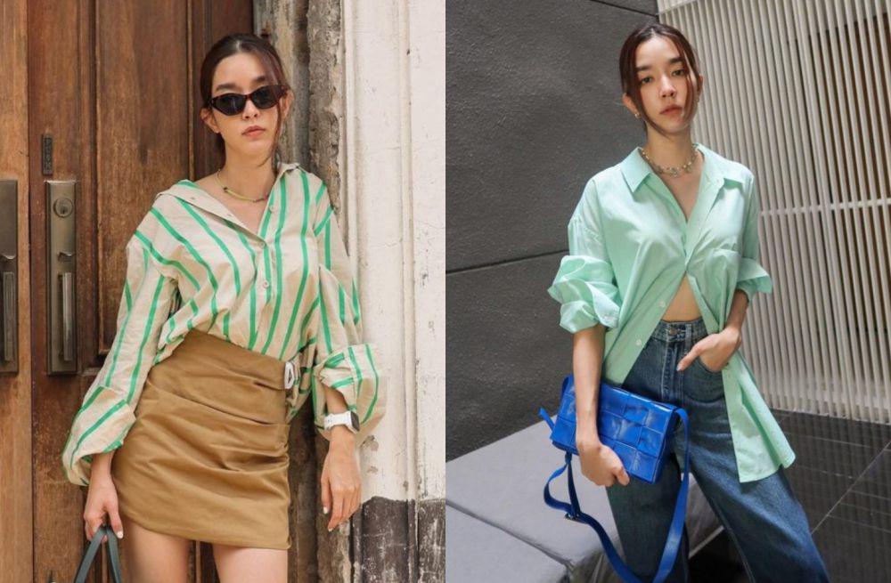 8 Inspirasi Outfit Warna Hijau ala Mo Monchanok, Fresh Banget!