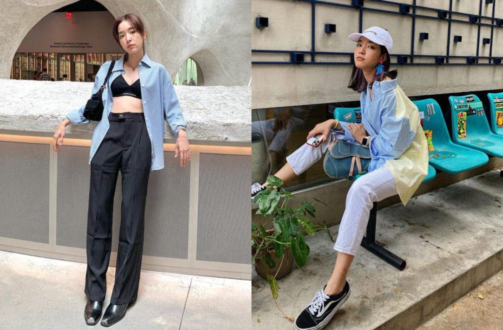 9 Referensi Outfit Serba Biru Muda ala Mo Monchanok, Vibes Kalem!