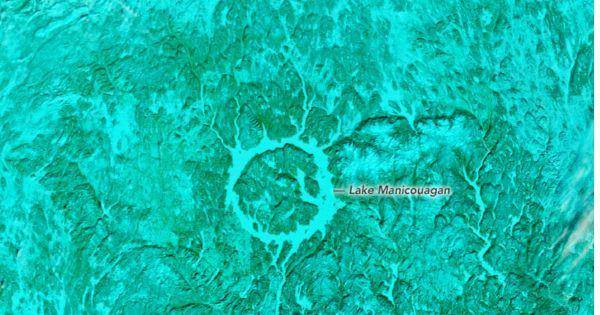 Citra satelit dari danau Manicouagan (dok. NASA)