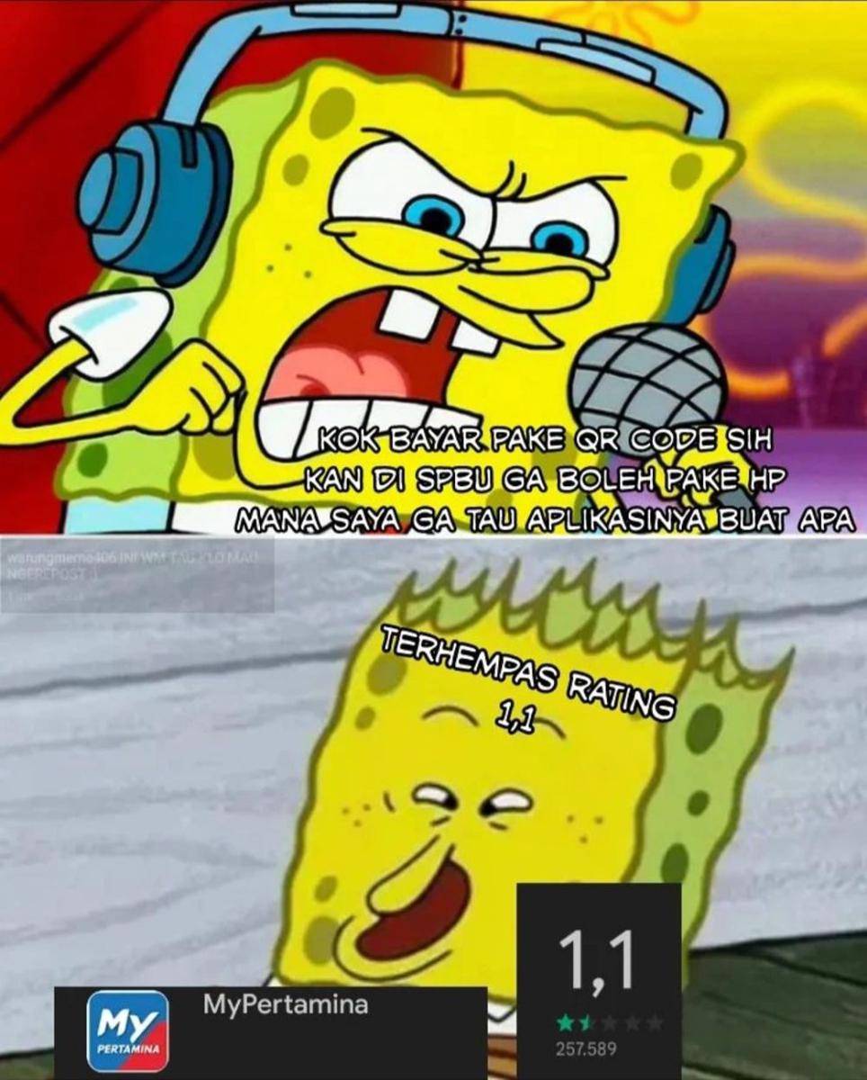meme SpongeBob kaget (instagram.com/warungmeme406)