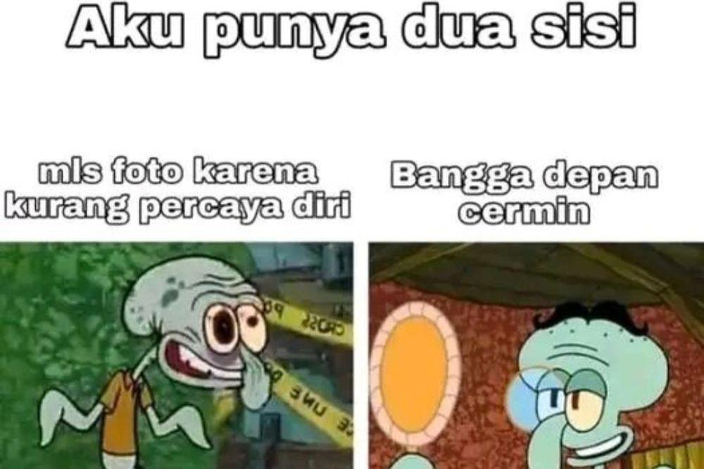 8 Meme Squidward Bengek saat Ngalamin Kejadian Gak Ngenakin