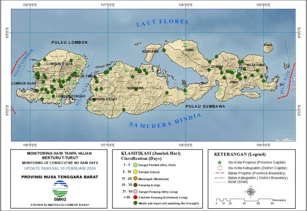Monitoring hari tanpa hujan di NTB. (dok. BMKG Staklim NTB)