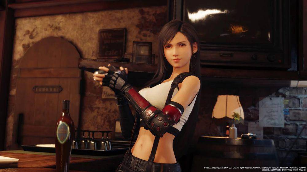 Tifa sedang meracik minuman. (dok. Square Enix/Final Fantasy VII Remake)