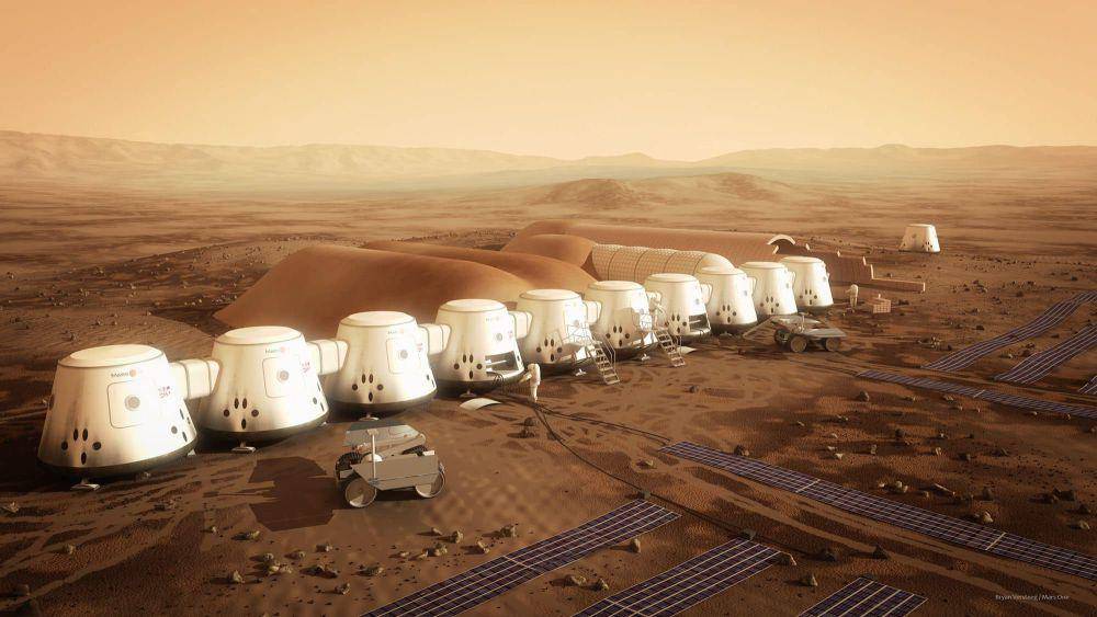 ilustrasi koloni Mars (commons.wikimedia.org/Spongy101010)