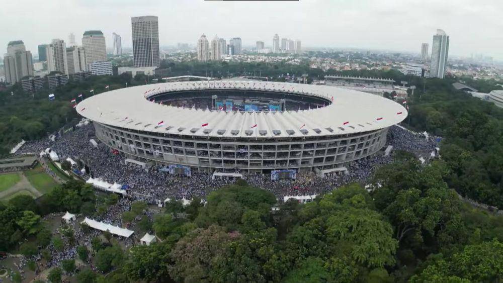 Suasana GBK saat Pesta Rakyat Prabowo - Gibran pada Sabtu (10/2/2024). (youtube.com/Waktunya Indonesia Maju)