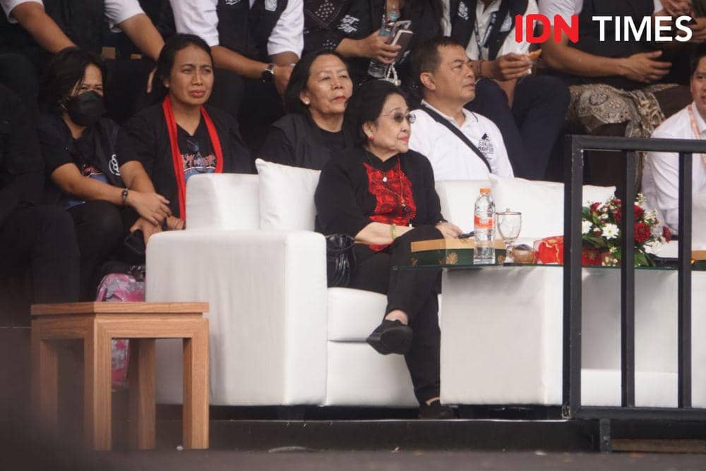 Megawati dalam acara Kampanye akbar Ganjar dan Mahfud di Semarang pada Sabtu (10/2/2024). (IDN Times/Aryodamar)
