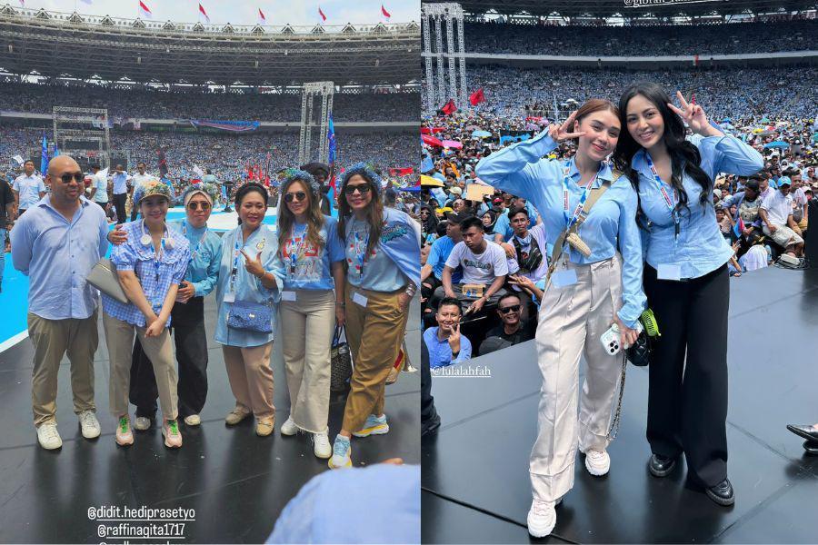 Gaya Seleb yang Hadiri Kampanye Akbar Prabowo-Gibran, Lautan Biru!