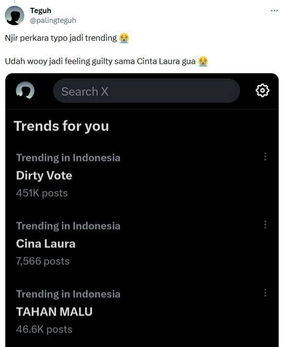 Tagar viral Cina Laura (Twitter.com/palingteguh)