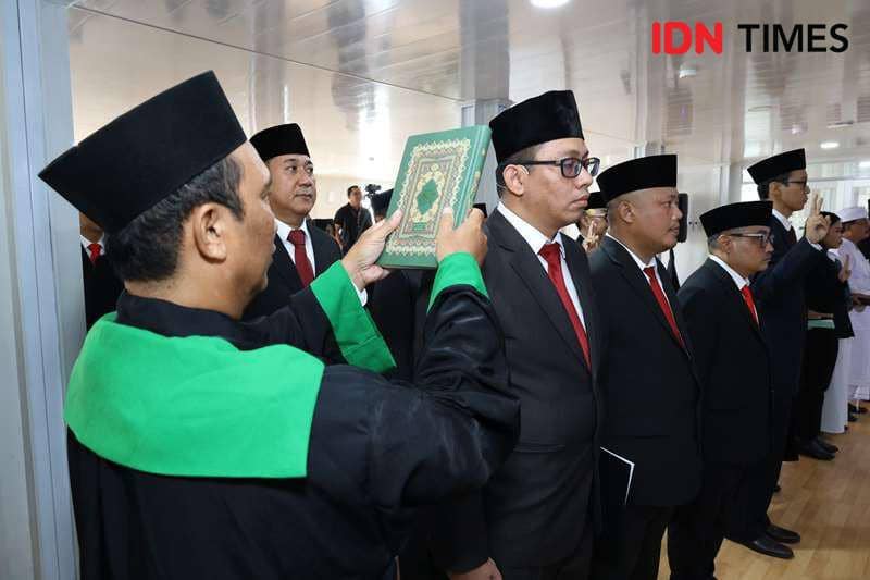 Para pejabat ASN Otorita IKN mengikuti prosesi pelantikan di HPK IKN. Foto Humas OIKN  (IDN Times/Ervan)