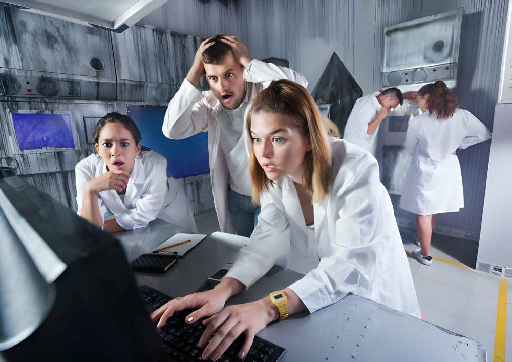 ilustrasi sekumpulan teman bermain escape room (istockphoto.com/JackF)