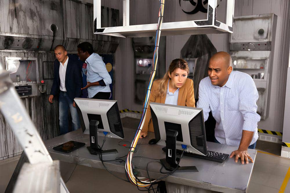 ilustrasi sekumpulan teman bermain escape room (istockphoto.com/JackF)