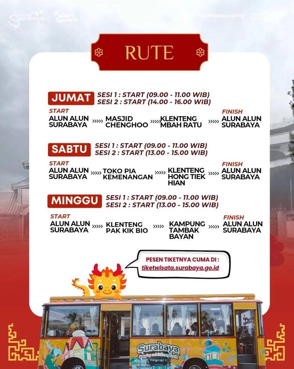 Jadwal dan rute Bus SSCT terbaru. Instagram/surabayasparkling
