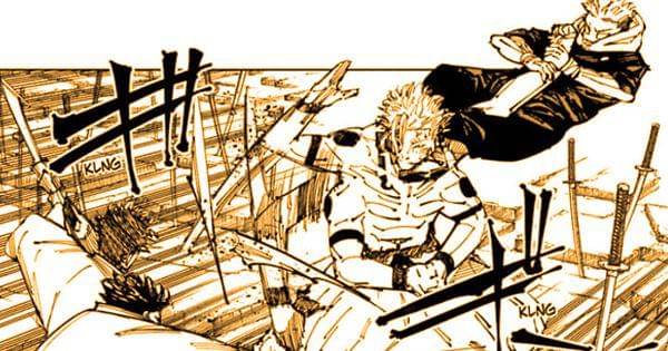Kerja sama para tokoh utama melawan raja kutukan ( Dok. Shueisha / Jujutsu Kaisen )