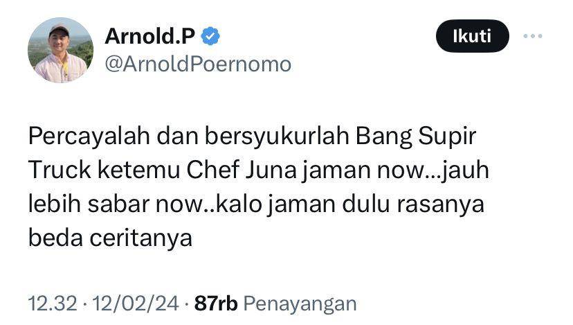 krolonogi Chef Juna terlibat cekcok dengan sopir truk (x.com/AlnoldPoernomo)