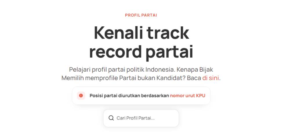 Halaman kanal track record partai (bijakmemilih.id)