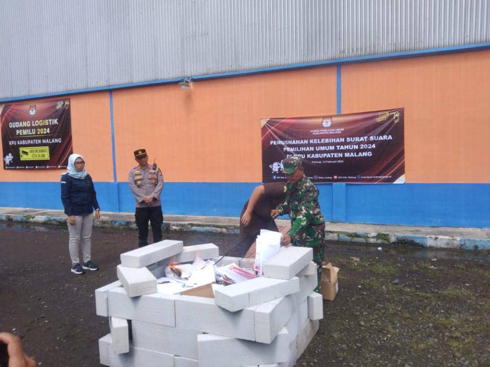 3.587 Surat Suara Rusak Dimusnahkan oleh KPU Kabupaten Malang