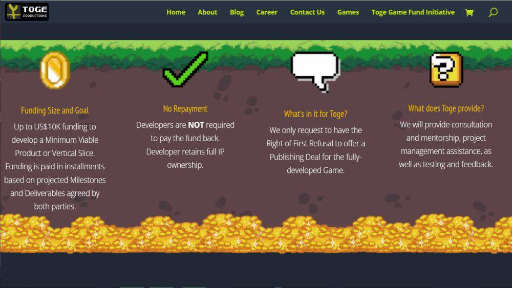 ketentuan program pendanaan Toge Productions untuk developer indie (togeproductions.com)