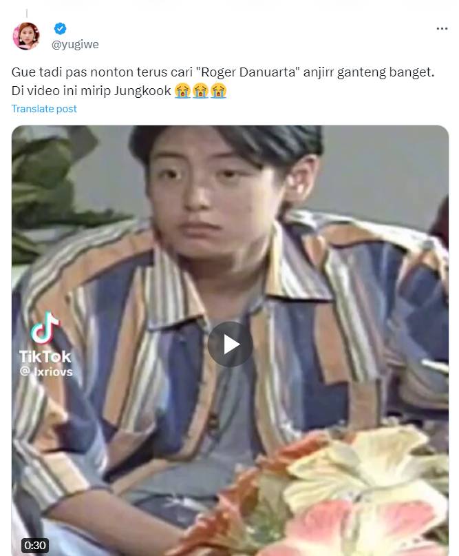Roger Danuarta jadul mirip Jungkook (Twitter.com/yugiwe)
