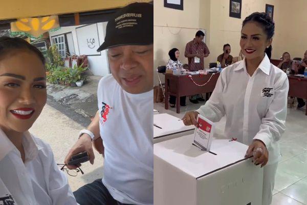 7 Potret Kris Dayanti saat Nyoblos, Datang ke TPS Naik Delman