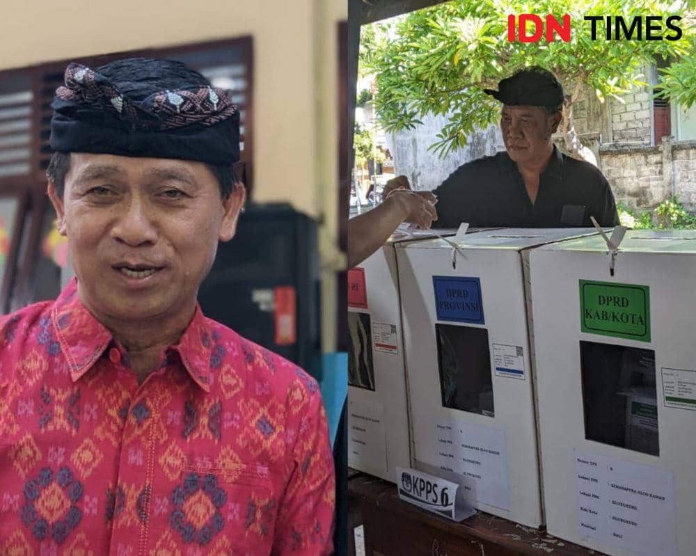Potret Busana Tokoh Politik Klungkung ke TPS, Serba Hitam