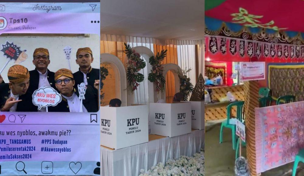 Potret TPS Unik di Lampung Konsep Adat, Valentine hingga Pernikahan