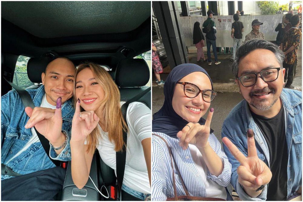 20 Potret Artis yang Mencoblos bareng Pasangan, Kompak!