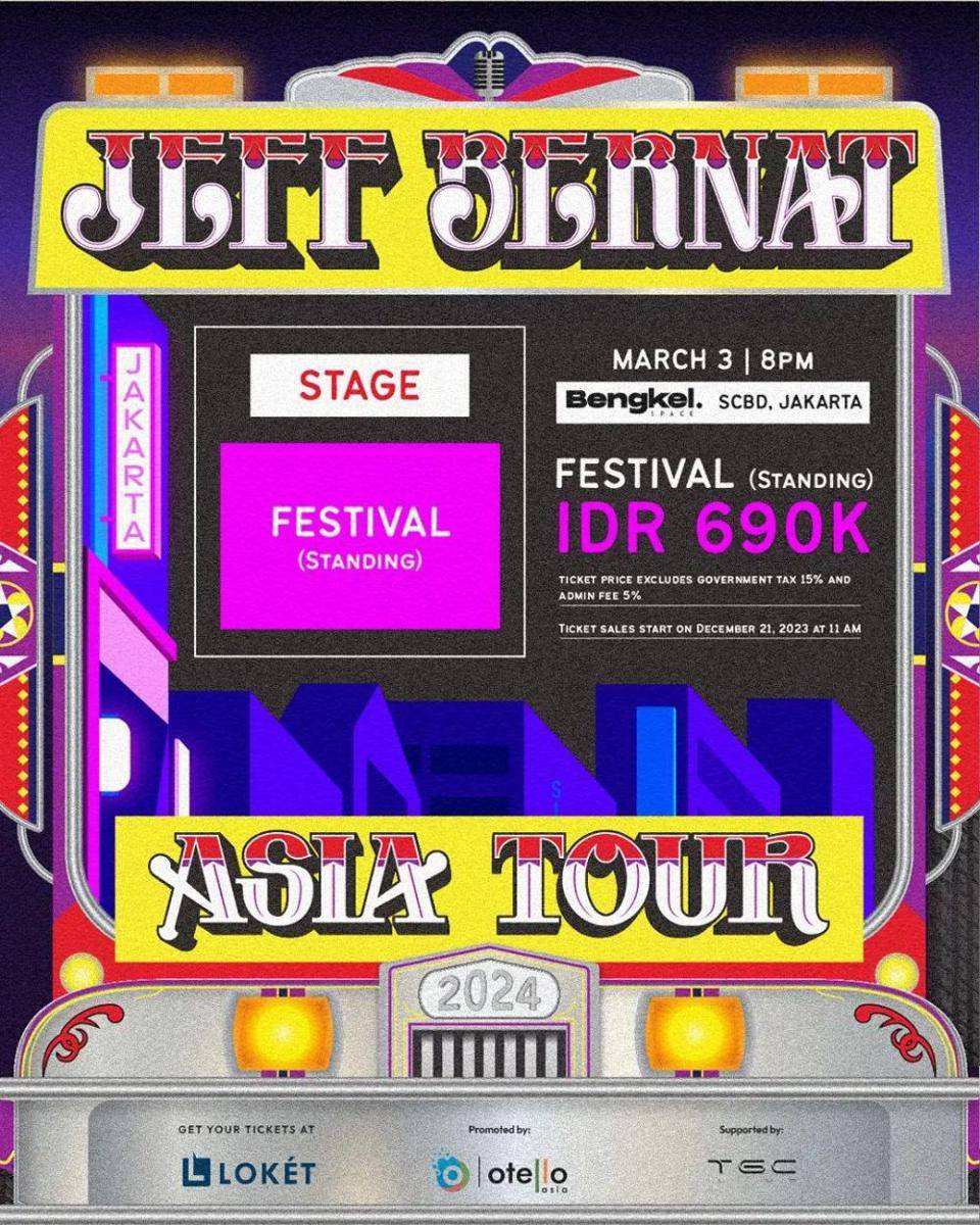 poster resmi konser Jeff Bernat di Jakarta (instagram.com/otelloasia)