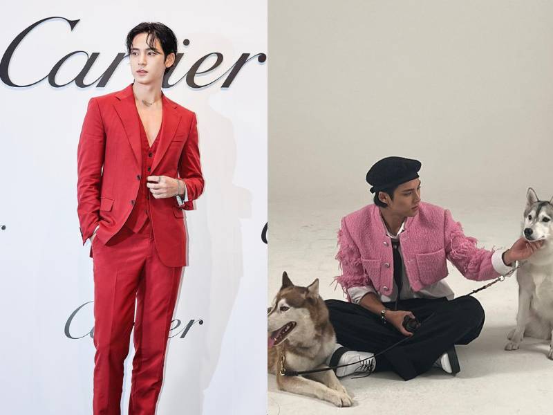 outfit nuansa merah ala Mingyu SEVENTEEN (instagram.com/min9yu_k)