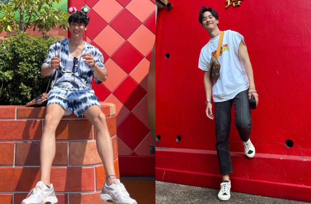 9 Inspirasi Outfit ke Taman Hiburan ala Tay Tawan, Cheerful!