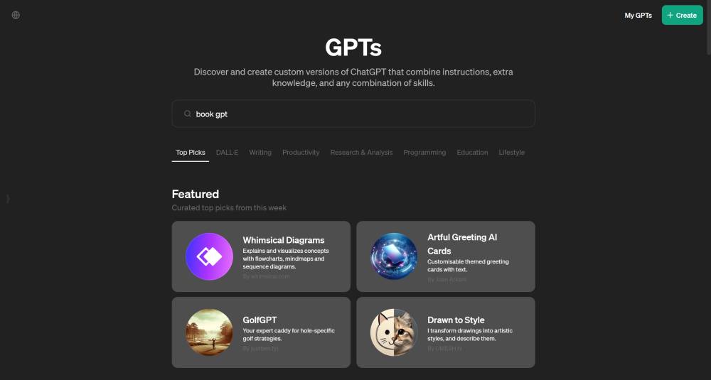 tampilan GPTs Store (dok. OpenAI)