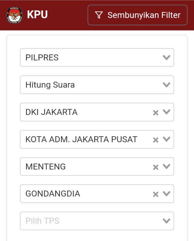 tangkapan layar situs real count KPU (kpu.go.id)