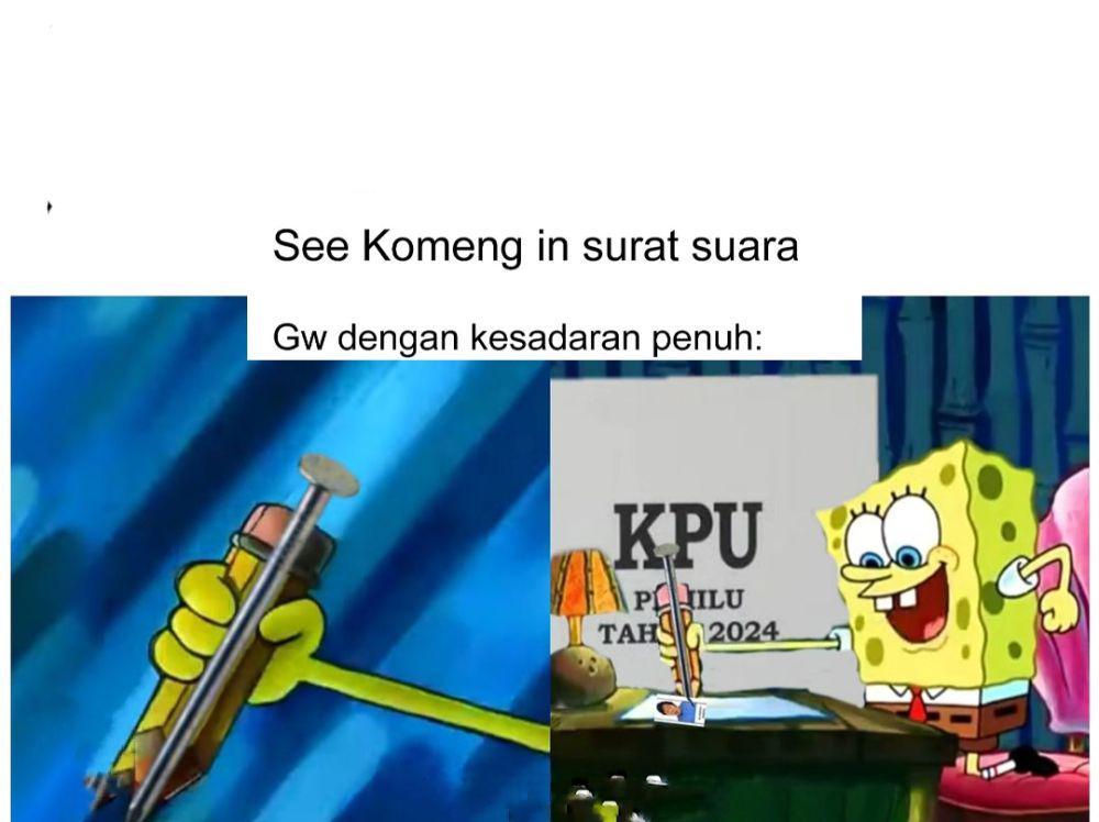 Bukan di Konoha, 8 Meme Warga Bikini Bottom Ikut Nyoblos Pemilu