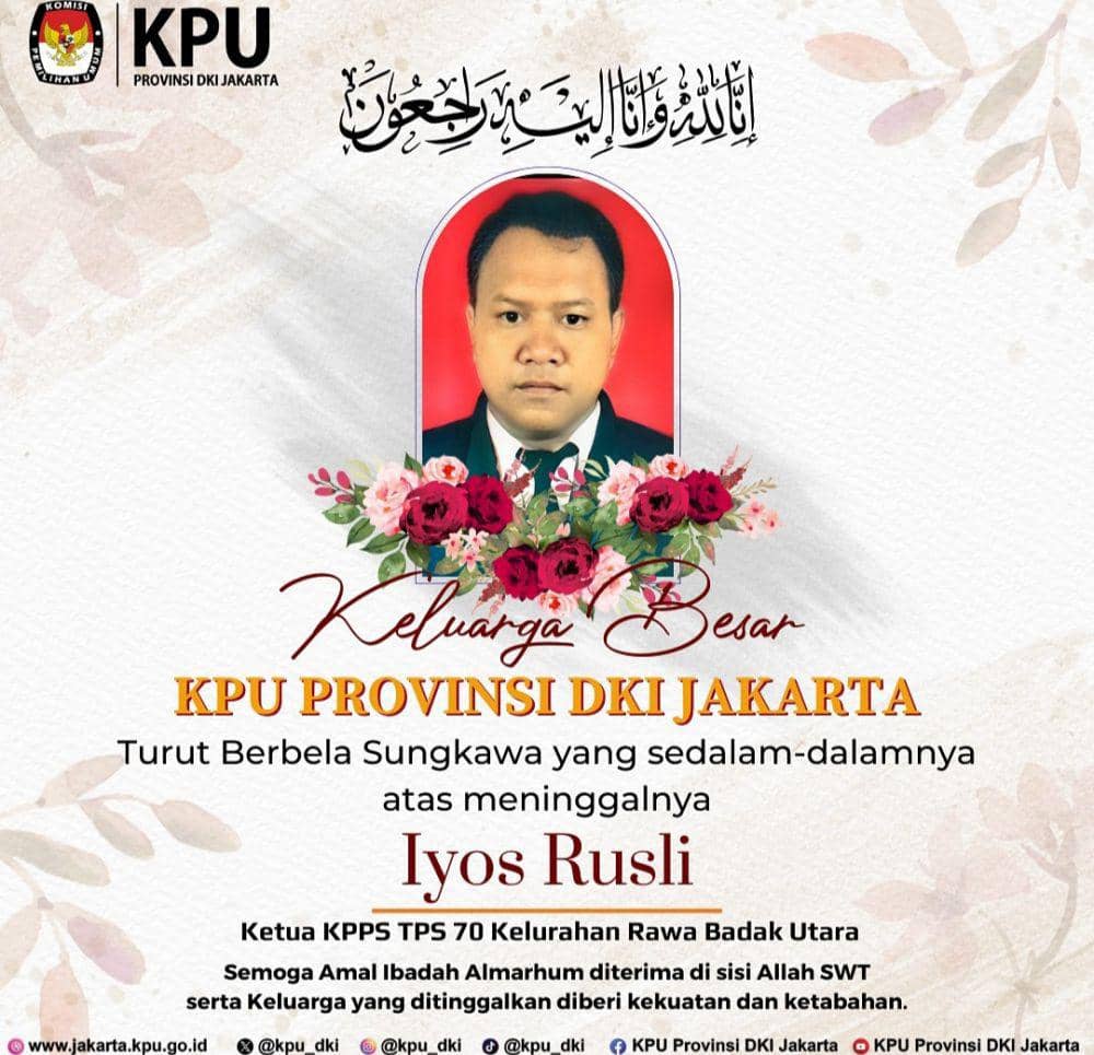 Ketua KPPS di Koja Meninggal dunia/dok Instagram KPU DK