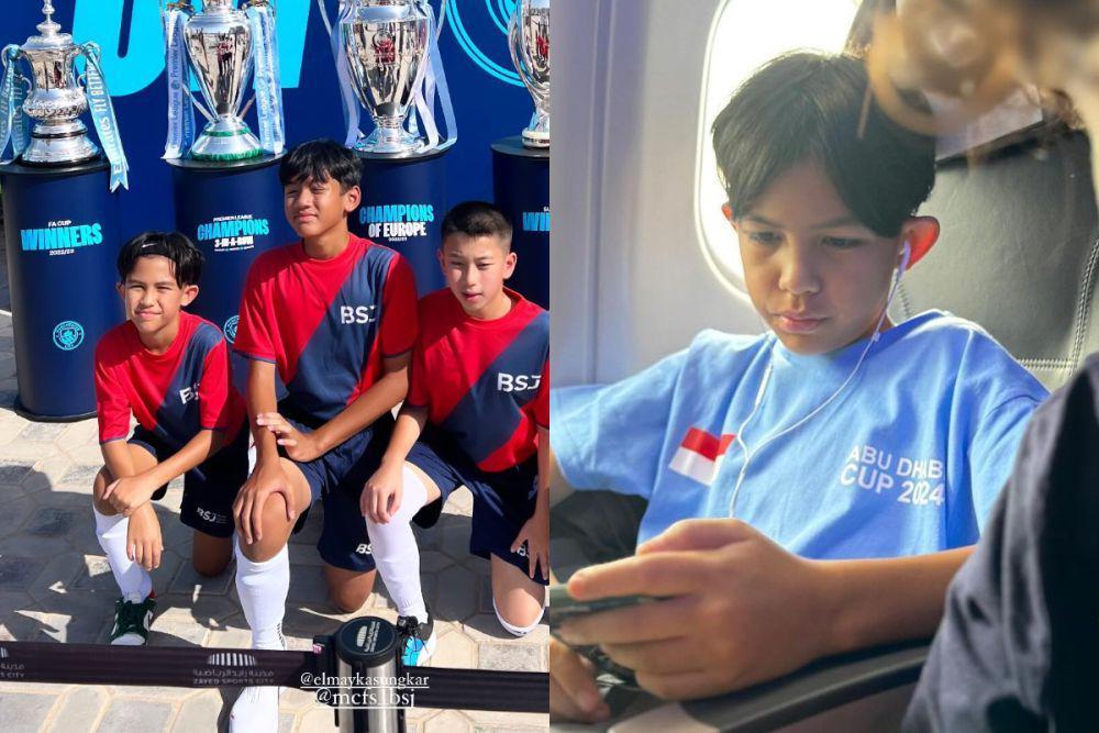7 Potret Mayka Anak Sissy Prescillia Tanding Bola di Abu Dhabi