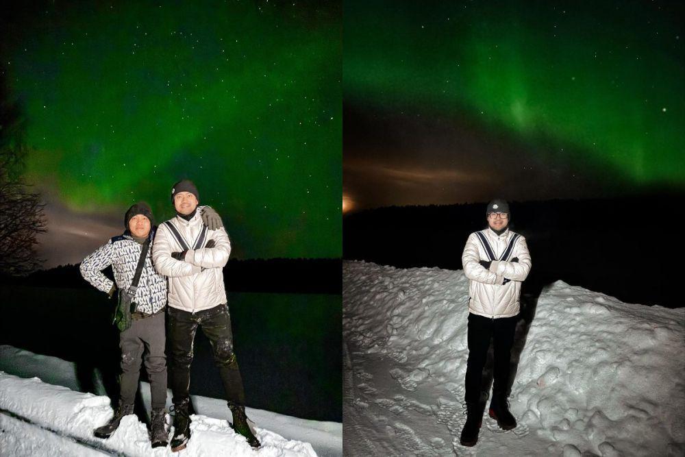 7 Potret Juragan 99 Berburu Aurora di Finlandia, Full Effort!