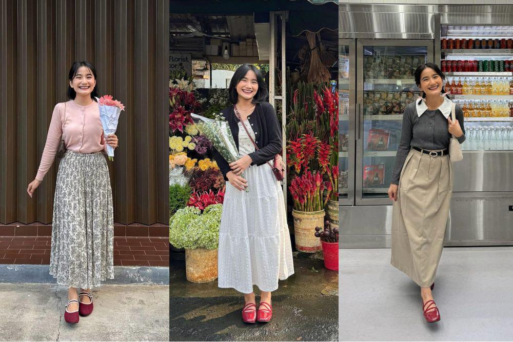 7 Ide Padu Padan Flat Shoes Merah ala Jesica Ceren, Soft Girl Look!