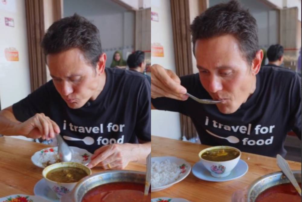 Tangkapan layar vlog Mark Wiens saat menyambangi Pallubasa Serigala pada Desember 2023. (Instagram.com/mirationology)