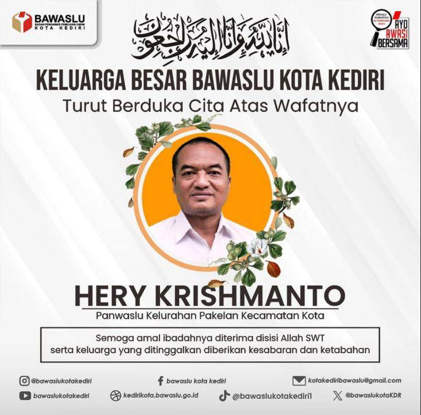 Ucapan duka Bawaslu Kota Kediri. IDN Times/ istimewa