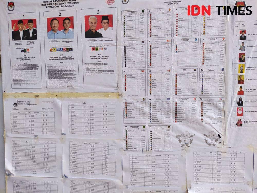 Pemungutan Suara Ulang (PSU) Pemilu 2024 di Tempat Pemungutan Suara (TPS) 19 RT 012 LK 01 Kelurahan Way Kandis, Kecamatan Tanjung Senang, Bandar Lampung digelar, Minggu (18/2/2024). (IDN Times/Martin L Tobing).