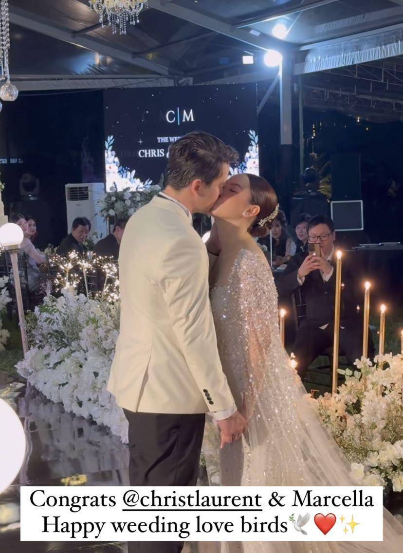 potret resepsi pernikahan Chris Laurent dan Marcella Michelle (Instagram.com/rizkyalatas)