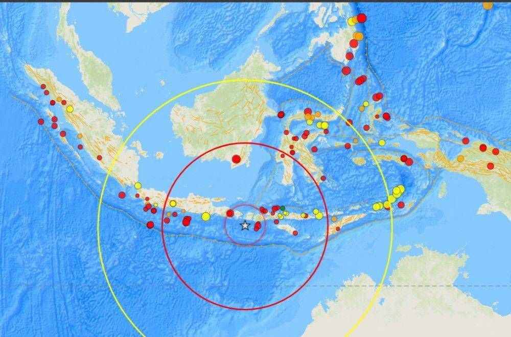 Episenter gempa magnitudo 4,3 yang mengguncang Kota Mataram, Senin (19/2/2024) pagi. (dok. BMKG)