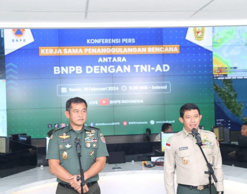 BNPB dan TNI AD Teken MoU Kerja Sama Penanggulangan Bencana