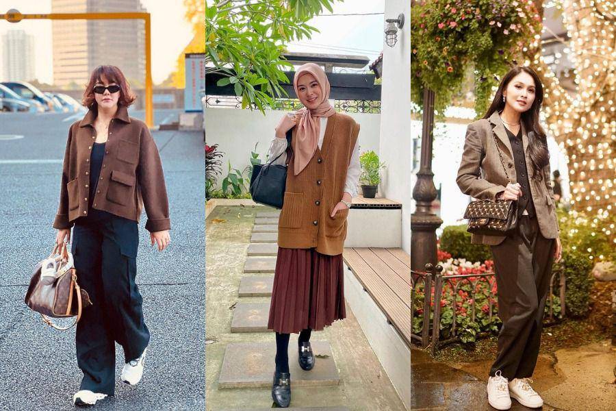 padu padan outfit nuansa cokelat ala artis (instagram.com/sysiio | xolovelyayana | sandradewi88)