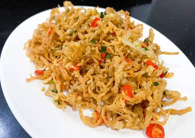 Ilustrasi jamur enoki cabe garam (cookpad.com/Trisna Lestari)